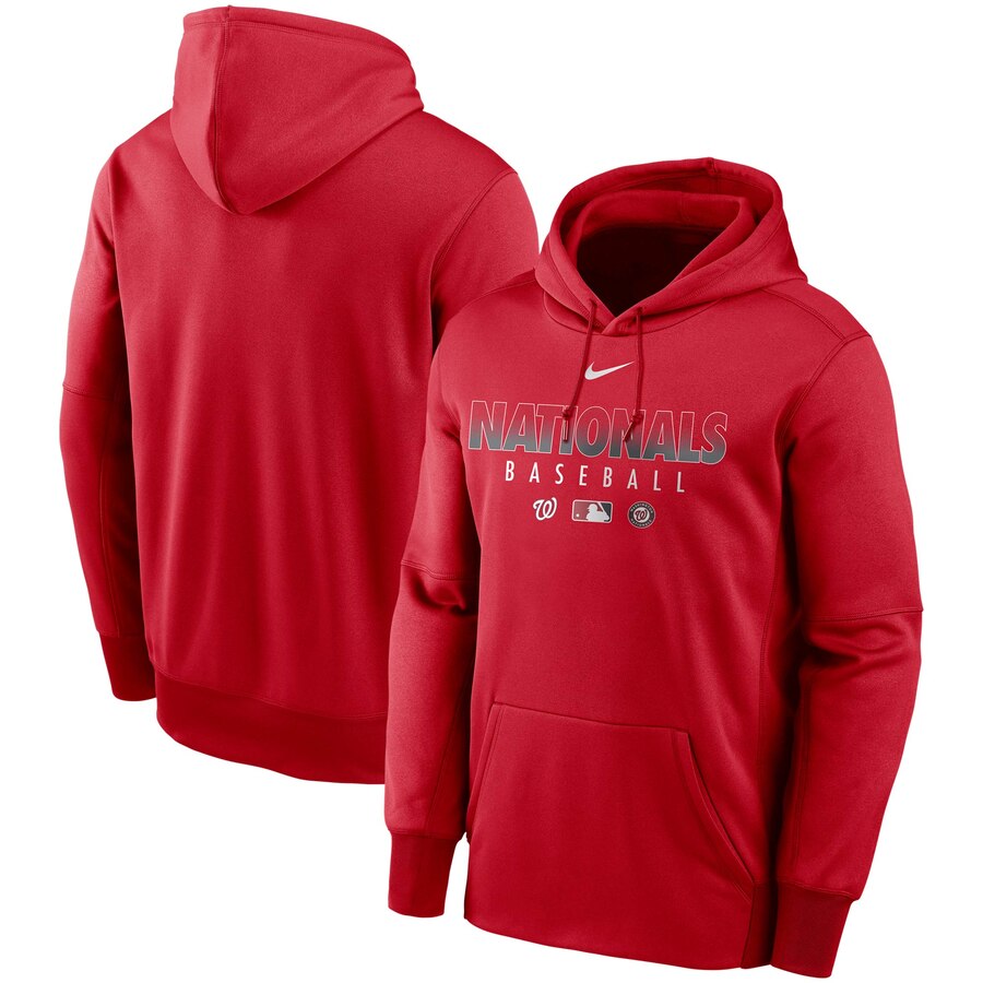 Men's Washington Nationals Nike Red Authentic Collection Therma Performance Pullover Hoodie